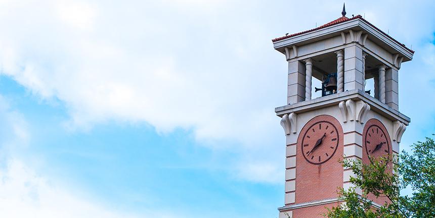 The top of Moulton Tower with sky view.